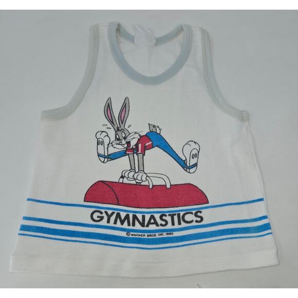 Just4Kids Other - Vintage Children's Bugs Bunny Tang Top Size 6 White Gymnastics 1980s Stain Free